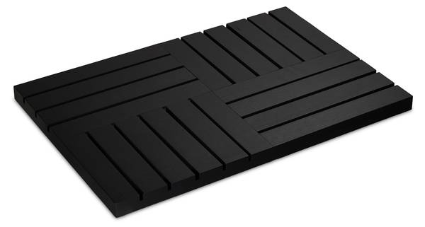 Bambus Badematte Schwarz - Holzverbundwerkstoff - 61 x 4 x 40 cm