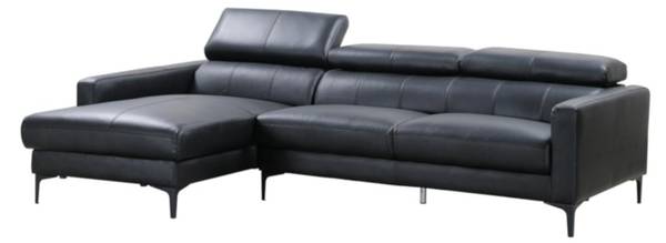 Sofa FLORENCE Schwarz - Echtleder - Textil - 173 x 92 x 253 cm