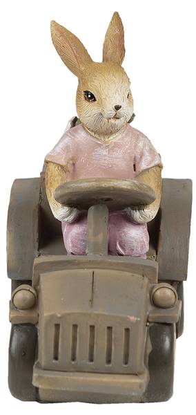 Beeld Konijn DekoEaster-August roze - kunststof - 7 x 12 x 13 cm