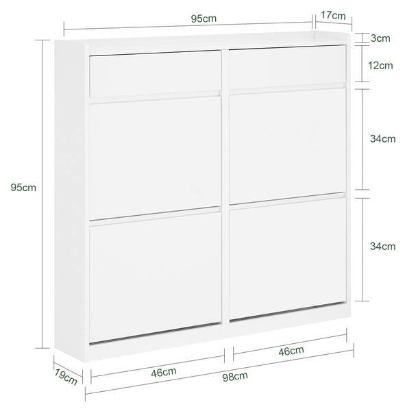 Schuhschrank FSR169-W Weiß - Holzwerkstoff - 98 x 95 x 19 cm