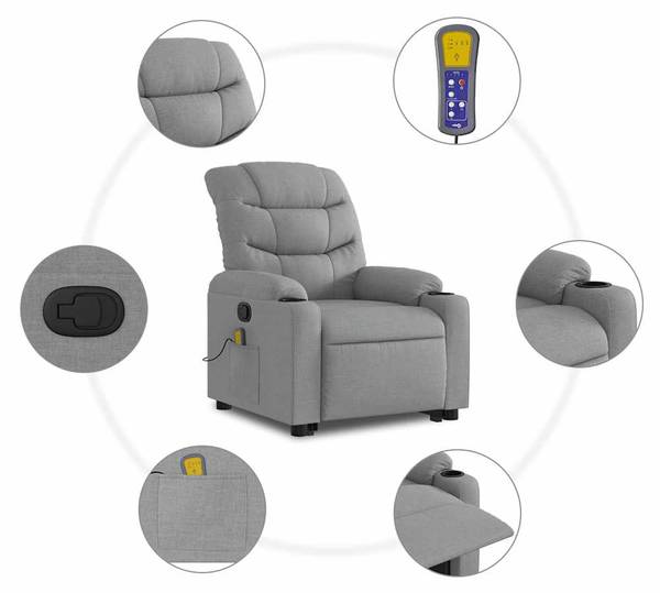Fauteuil inclinable de massage 3032754-2 Gris lumineux