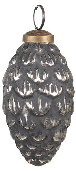 Kerstbal Winter 38251 zwart - glas - 6 x 10 x 6 cm