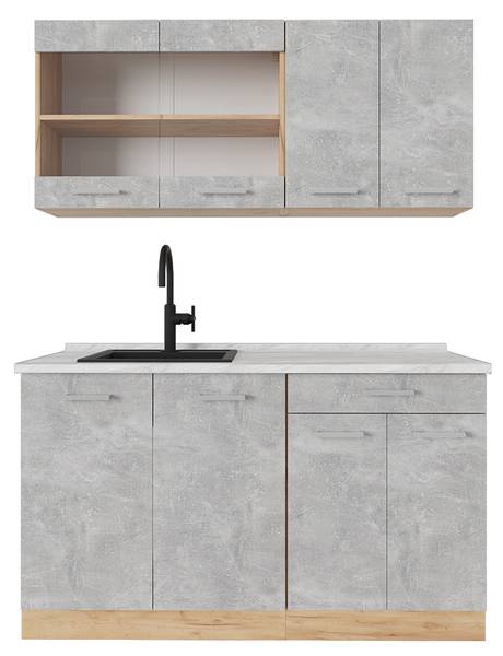 Single küche R-Line 53995 Braun - Grau - Chrom - 140 x 82 x 60 cm