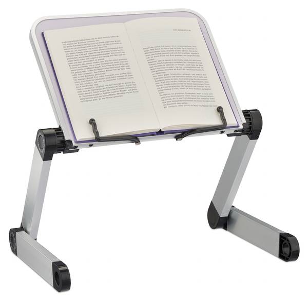 Höhenverstellbarer Buchständer Schwarz - Silber - Weiß - Aluminium - 39 x 45 x 27 cm