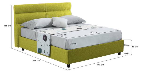 Doppelbett Bedero Grün - Metall - 228 x 116 x 177 cm