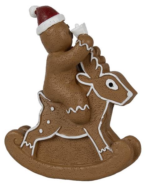 Decoratie Gingerbread man Xmas&Zaire bruin - kunststof - 5 x 12 x 11 cm