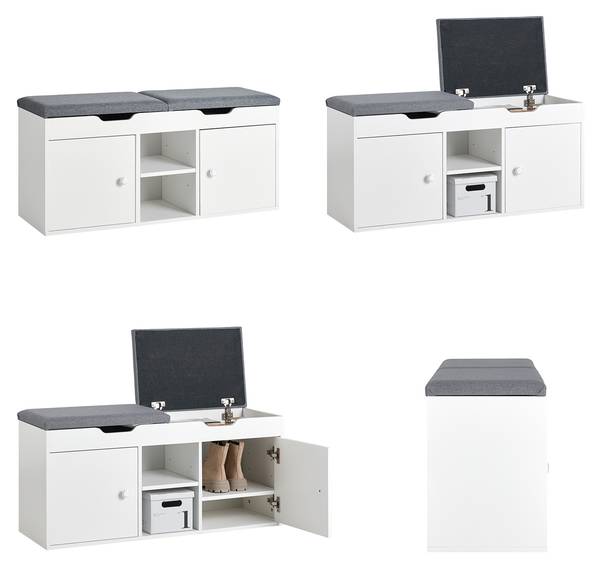 Schuhbank FSR96-W Weiß - Holzwerkstoff - 100 x 48 x 34 cm