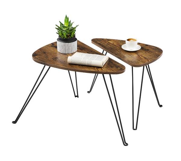 2er-Set Beistelltisch Couchtisch Lima Braun - Holzwerkstoff - 38 x 48 x 60 cm