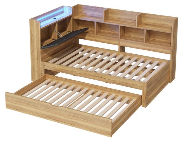 Kinderbed GLOWMU Ⅰ bruin - plaatmateriaal op houtbasis - 110 x 91 x 224 cm
