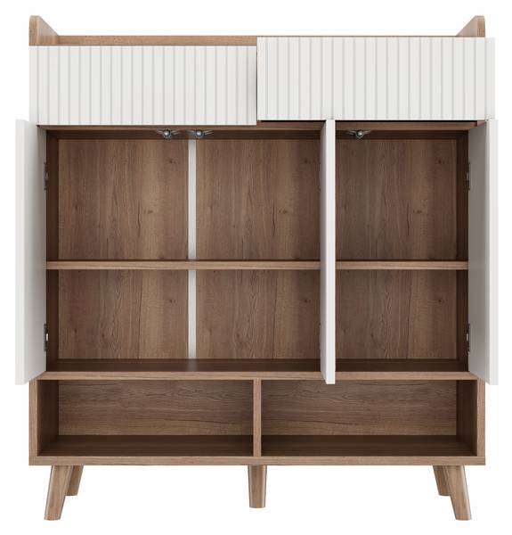 Schuhschrank NaturWoody Ⅳ Weiß - Holzwerkstoff - 90 x 100 x 35 cm