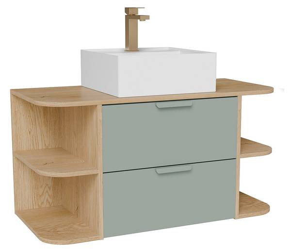 Einzelwaschtisch AVORELI Braun - Grün - Holz teilmassiv - 100 x 50 x 46 cm