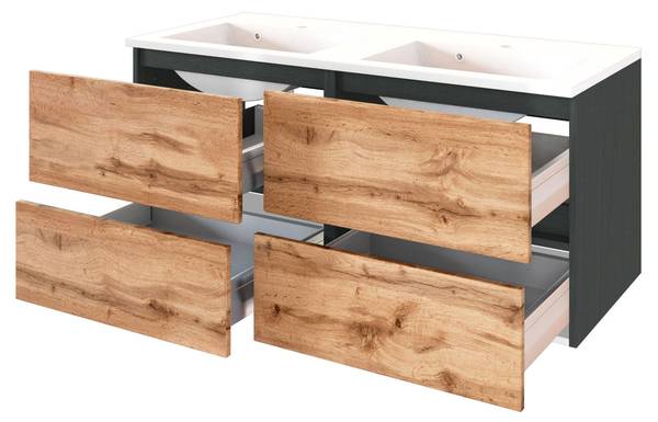 Badmöbel-Set LOUROSA-03-6 4er-Set Braun - Grau - Holzwerkstoff - 180 x 200 x 47 cm