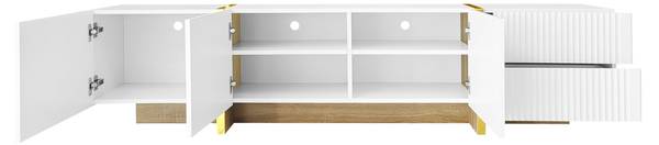 Lowboard TV-Schrank xhy03 Weiß - Metall - Massivholz - 37 x 47 x 170 cm