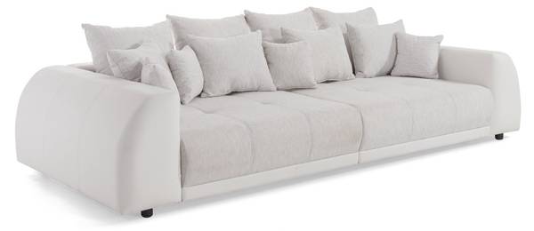 Big Sofa Klaus 5 Sitzer Weiß - Microfaser - Birke - Buche - ABS - 310 x 86 x 135 cm