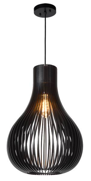 Pendelleuchte ZITA M Schwarz - Massivholz - 38 x 190 x 38 cm