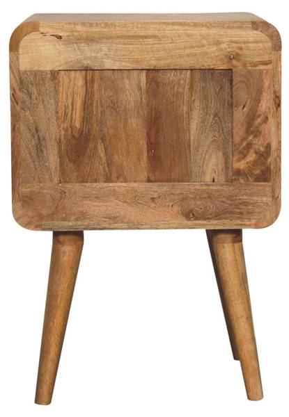 Table de nuit Striée Beige - Manguier - Laiton - 45 x 65 x 35 cm