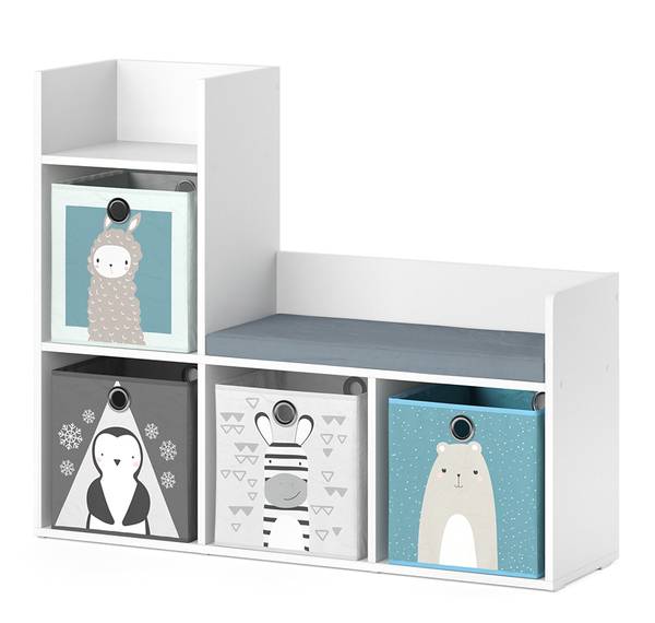 Kinderboekenkast Luigi 36234 wit - plaatmateriaal op houtbasis - 108 x 89 x 31 cm