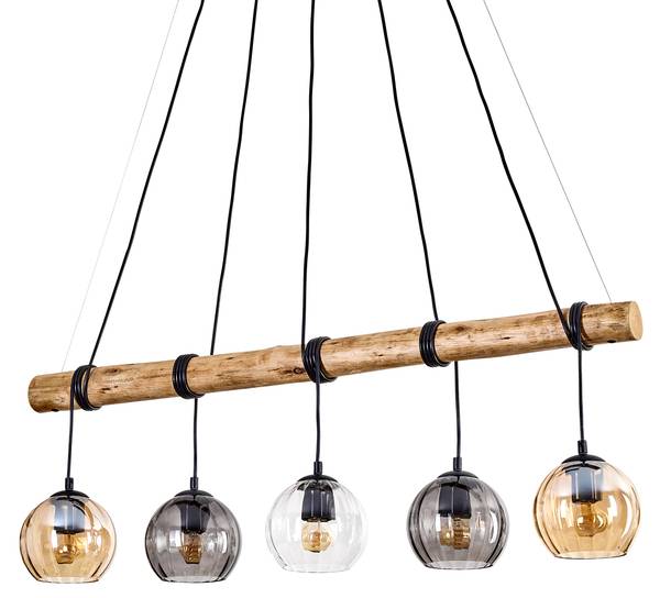Pendelleuchte Cesaro Braun - Grau - Holzwerkstoff - Metall - 34 x 150 x 100 cm