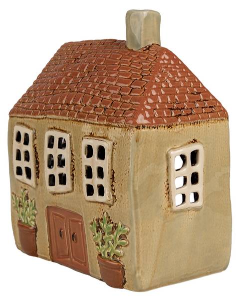Teelichthalter Haus Maastricht Grün - Keramik - 10 x 19 x 17 cm