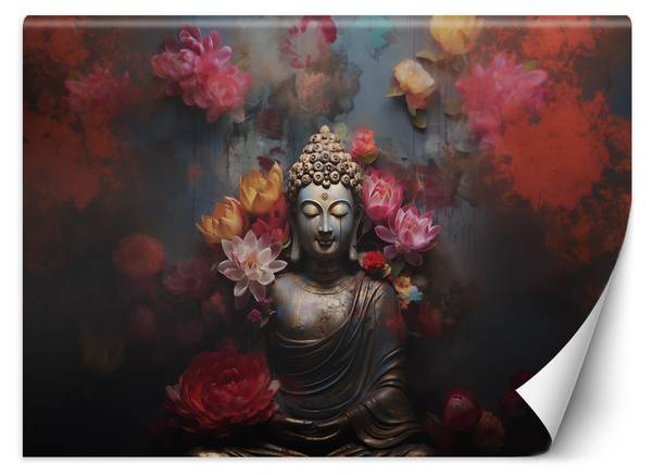 Fototapete Buddha Zen Blumen abstrakt 450 x 315 cm