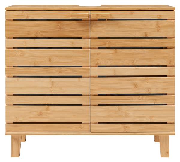 Waschbeckenunterschrank Epind Beige - Bambus - 66 x 60 x 30 cm