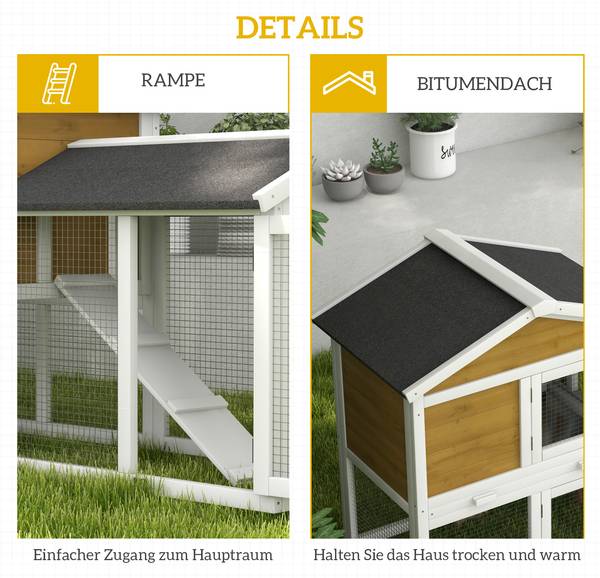 Kaninchenstall D51-101V00YL Gelb - Massivholz - 54 x 84 x 147 cm