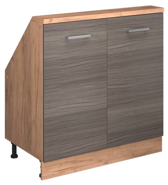 Meuble de rangement sous pente Rion56160 Imitation chêne - Gris platine - Largeur : 80 cm