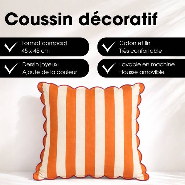Sierkussen MEMIHO111400036 oranje - textiel - 45 x 10 x 45 cm