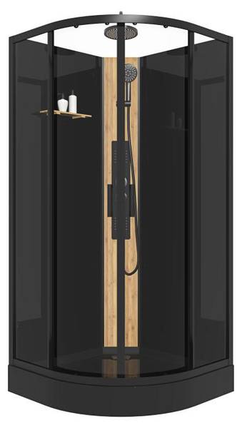 Duschkabine TILOMA Schwarz - Glas - 90 x 200 x 90 cm