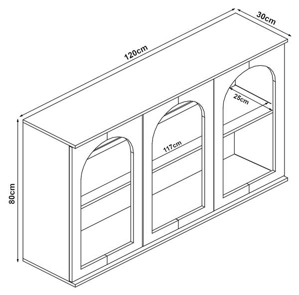 Buffet Trorhun Gris - Largeur : 120 cm