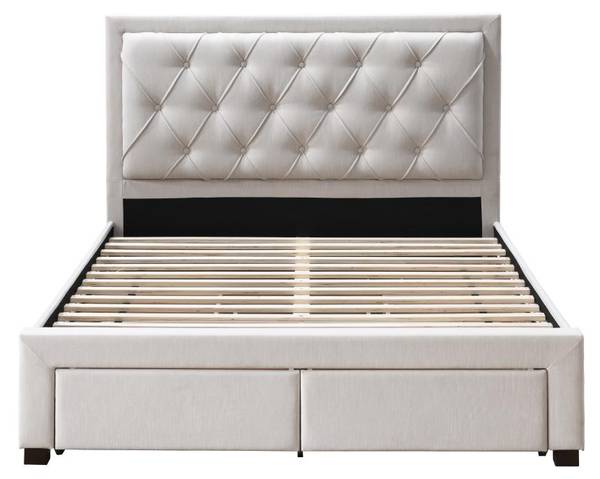 Bettrahmen LEOPOLD Beige - Textil - 217 x 123 x 165 cm
