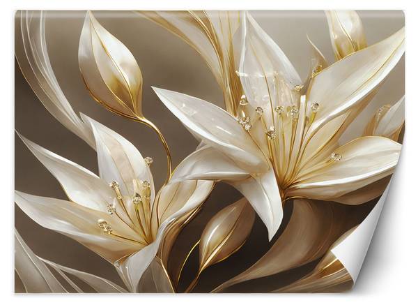 Papier peint, Image Lys en or 150 x 105 cm