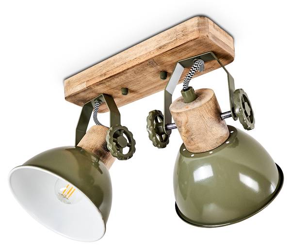 Deckenleuchte Cotes Grün - 16 x 23 x 32 cm - Flammenanzahl: 2 - Metall - Durchmesser Lampenschirm: 145 cm