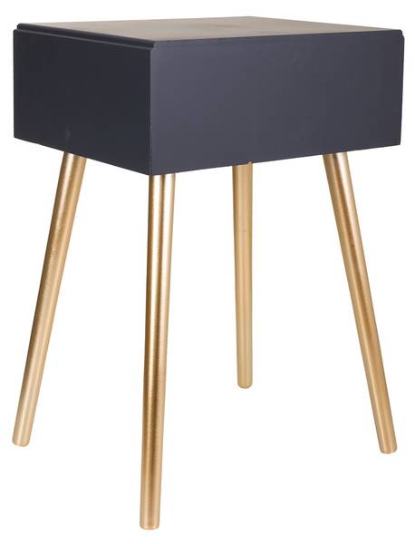 Nachttisch Nia Grau - Holz teilmassiv - 47 x 67 x 39 cm