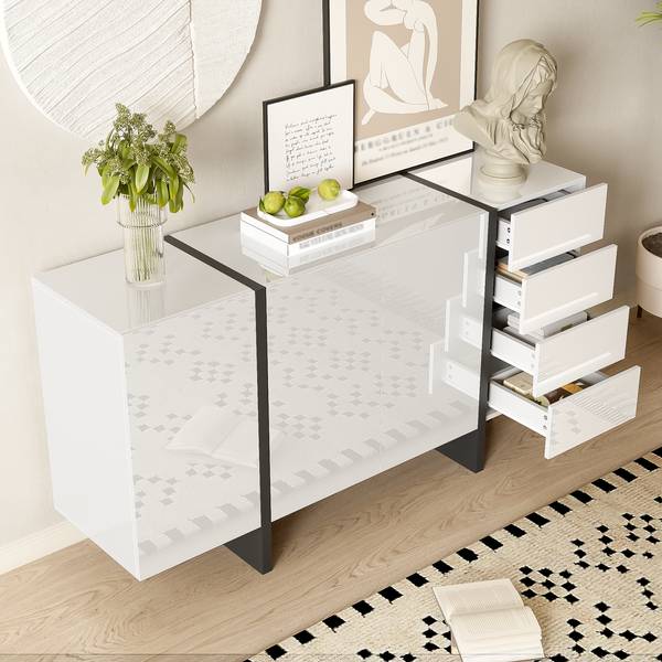 Sideboard O110127 Weiß - Holzwerkstoff - 150 x 81 x 40 cm