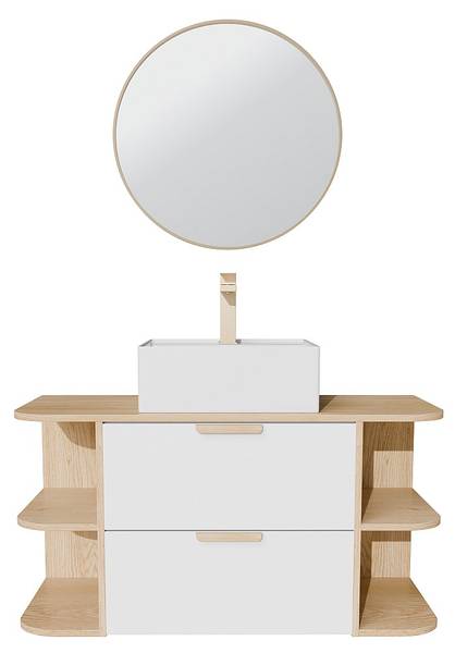 Einzelwaschtisch AVORELI Braun - Weiß - Holz teilmassiv - 100 x 50 x 46 cm