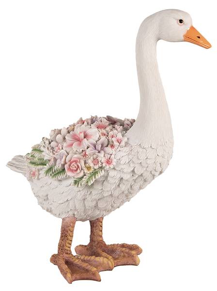 Beeld Gans Deko&August wit - kunststof - 22 x 45 x 37 cm