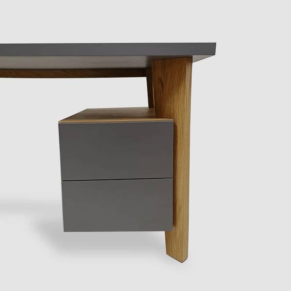 Schreibtisch mit Container GRAND Braun - Eiche - Wildeiche - 150 x 75 x 70 cm