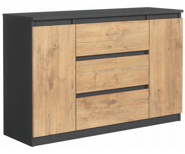 Kommode Tana Anthrazit - Braun - Eiche Dekor - 120 x 78 cm
