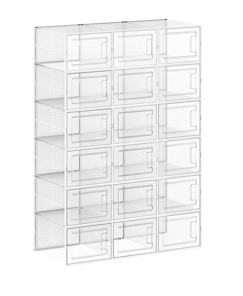 18er-Set Schuhbox Schuhorganizer Weiß - Kunststoff - 25 x 18 x 31 cm