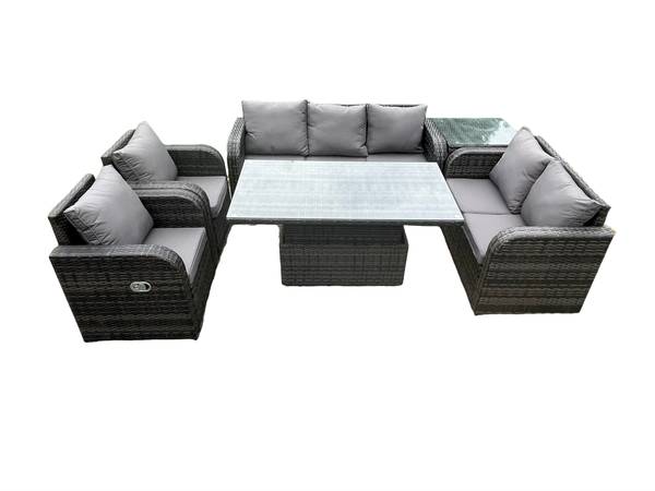Gartenmöbel Set Im Freien A(6er-Set) Grau - Webstoff - Klarglas