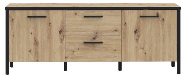 Lowboard KIRIKUS Schwarz - Braun - Holzwerkstoff - 140 x 55 x 41 cm