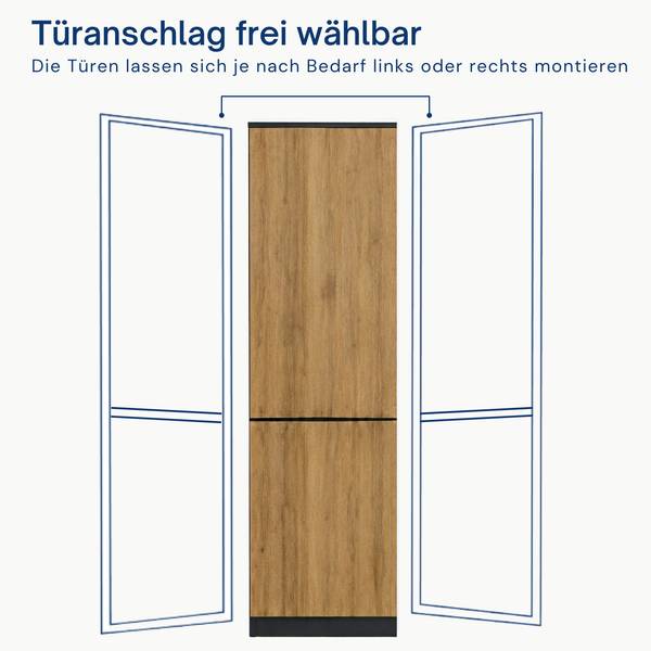 Mehrzweckschrank Mike Anthrazit - Eiche - Eiche Dekor