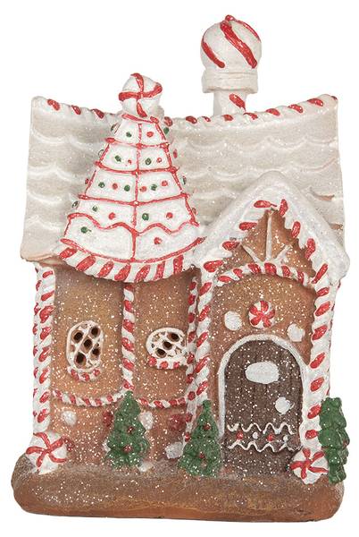 Lebkuchenhaus mit LED Suhl Braun - Kunststoff - 12 x 23 x 16 cm
