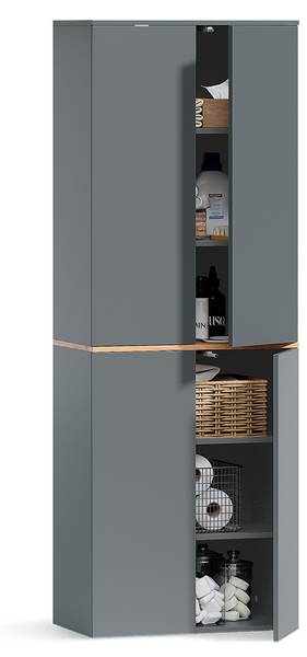 Mehrzweckschrank Viktor 62173 Braun - Grau - Holzwerkstoff - 68 x 189 x 41 cm