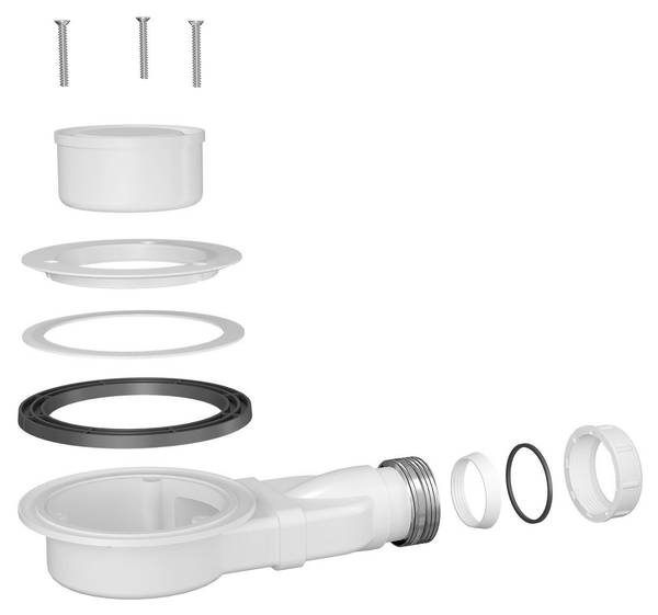 Duschwanne Viertelkreis +Ablaufgarnitur Schwarz - Kunststoff - 90 x 4 x 90 cm