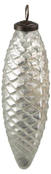 Kerstbal Winter 37638 zilver - glas - 6 x 17 x 6 cm