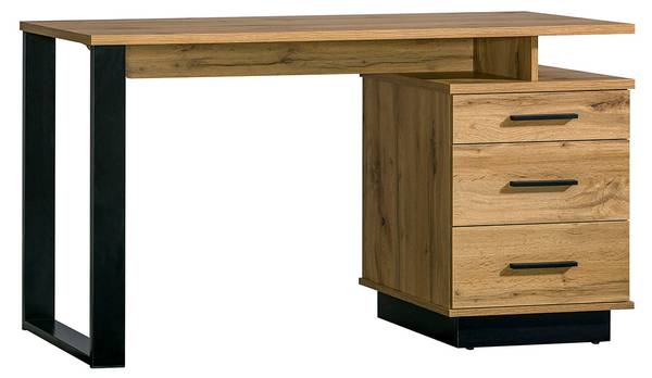 Schreibtisch Lamelo Braun - Holzwerkstoff - 135 x 75 x 56 cm