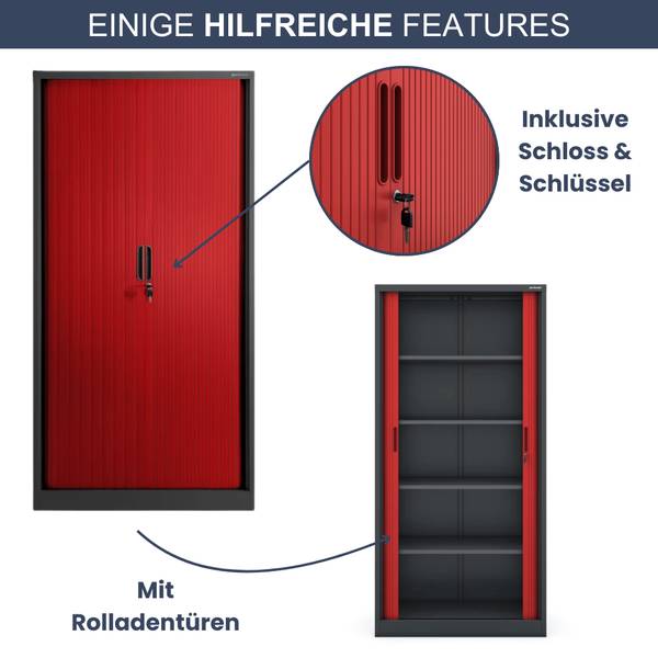 Aktenschrank abschließbar KETI Grau - Stahl - 90 x 185 x 45 cm