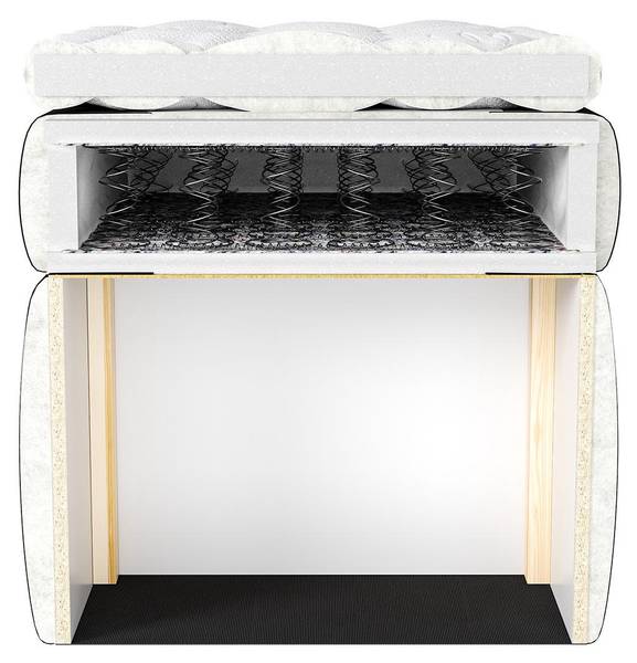 Boxbett LUCY 2 Grau - Textil - Holz teilmassiv - 186 x 1 x 180 cm